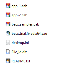 Figura 3 – Visualização dos arquivos após extração do arquivo becx.trial.zip