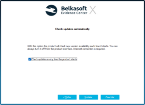 Figura 10 – Tela de opção de atualização automática do Belkasoft X