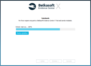Figura 11 – Tela de progresso de instalação do Belkasoft X