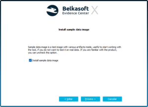Figura 9 – Tela de instalação de base de dados modelo do Belkasoft X