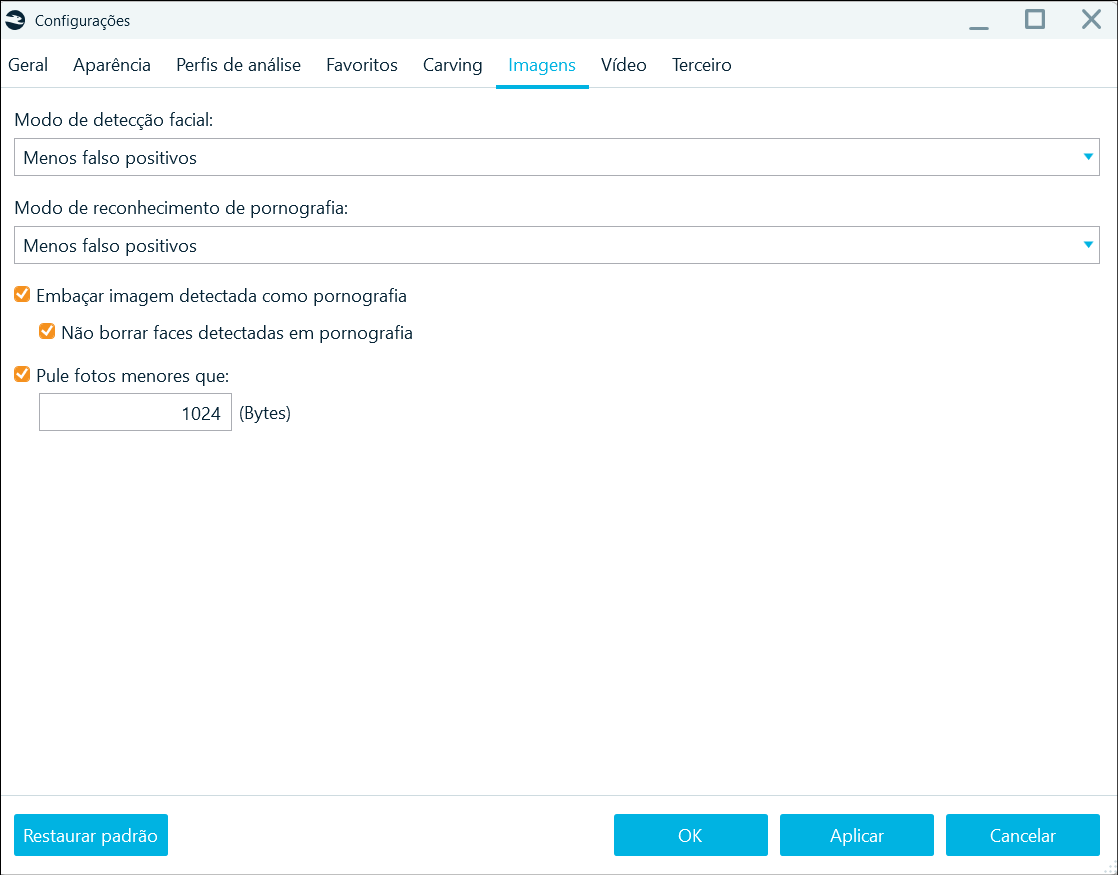 Figura 15- Tela de Configurações - guia Imagens