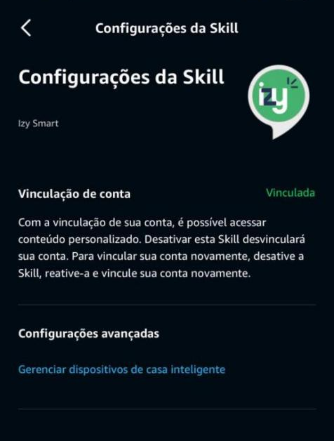 Imagem 37 - Aplicativo Amazon Alexa | Configuração Skill Izy Smart