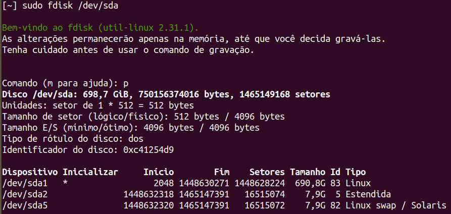 Figura 05- Tabela de partições